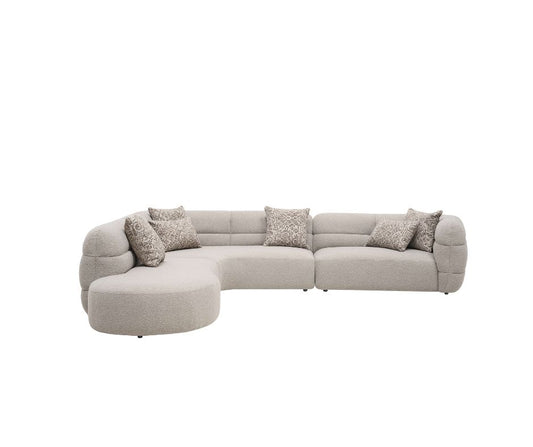 Curve Fabric Corner Modern Sofa Set