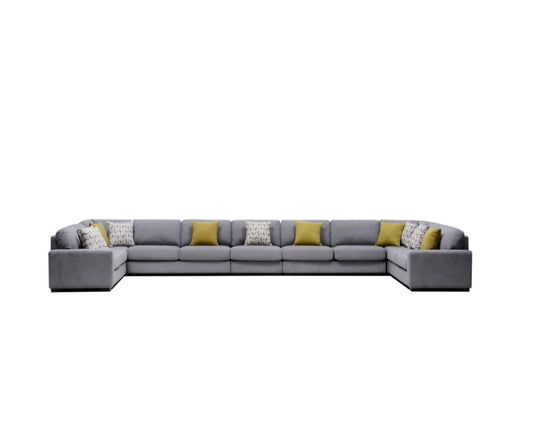Dune Modern Large Corner Sofa Set in Dark Grey Fabric
