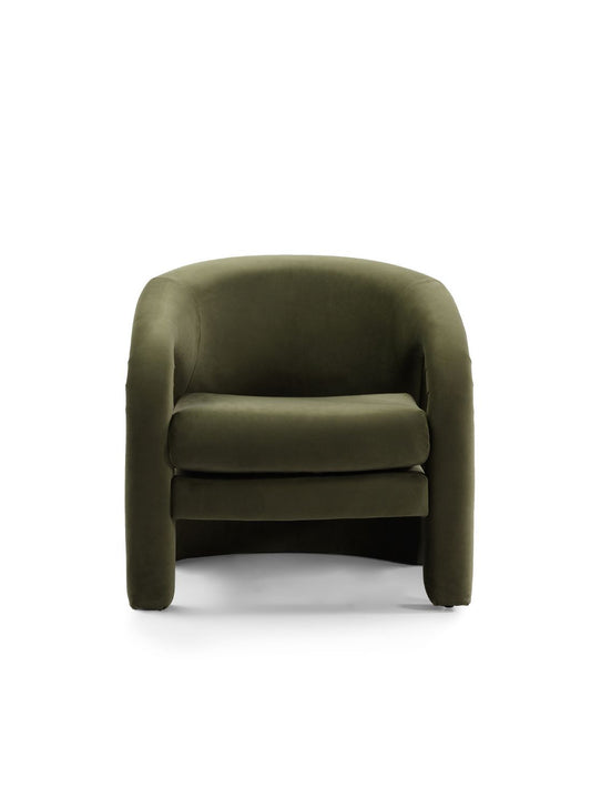 Claire Contemporary Armchair In Velvet Green