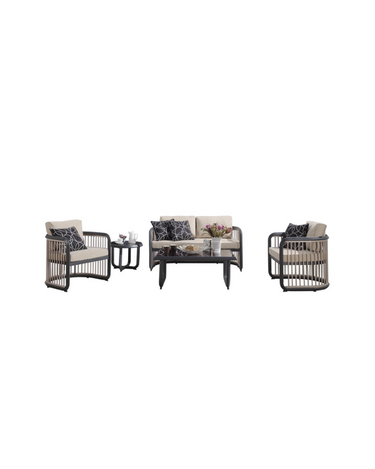 City Outdoor Sofa Set In Dark Stain