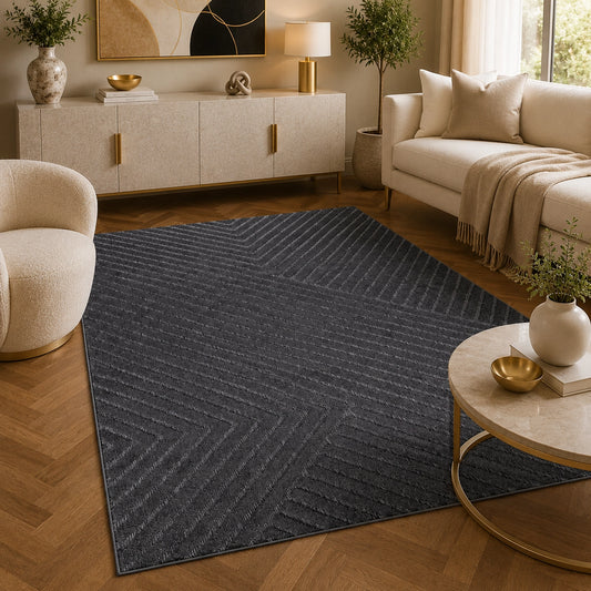 Venus E690B Dark Grey Modern Area Rug