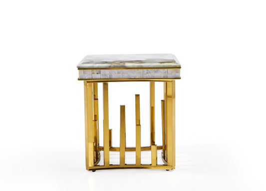 Marie Marble Top Side Table Gold