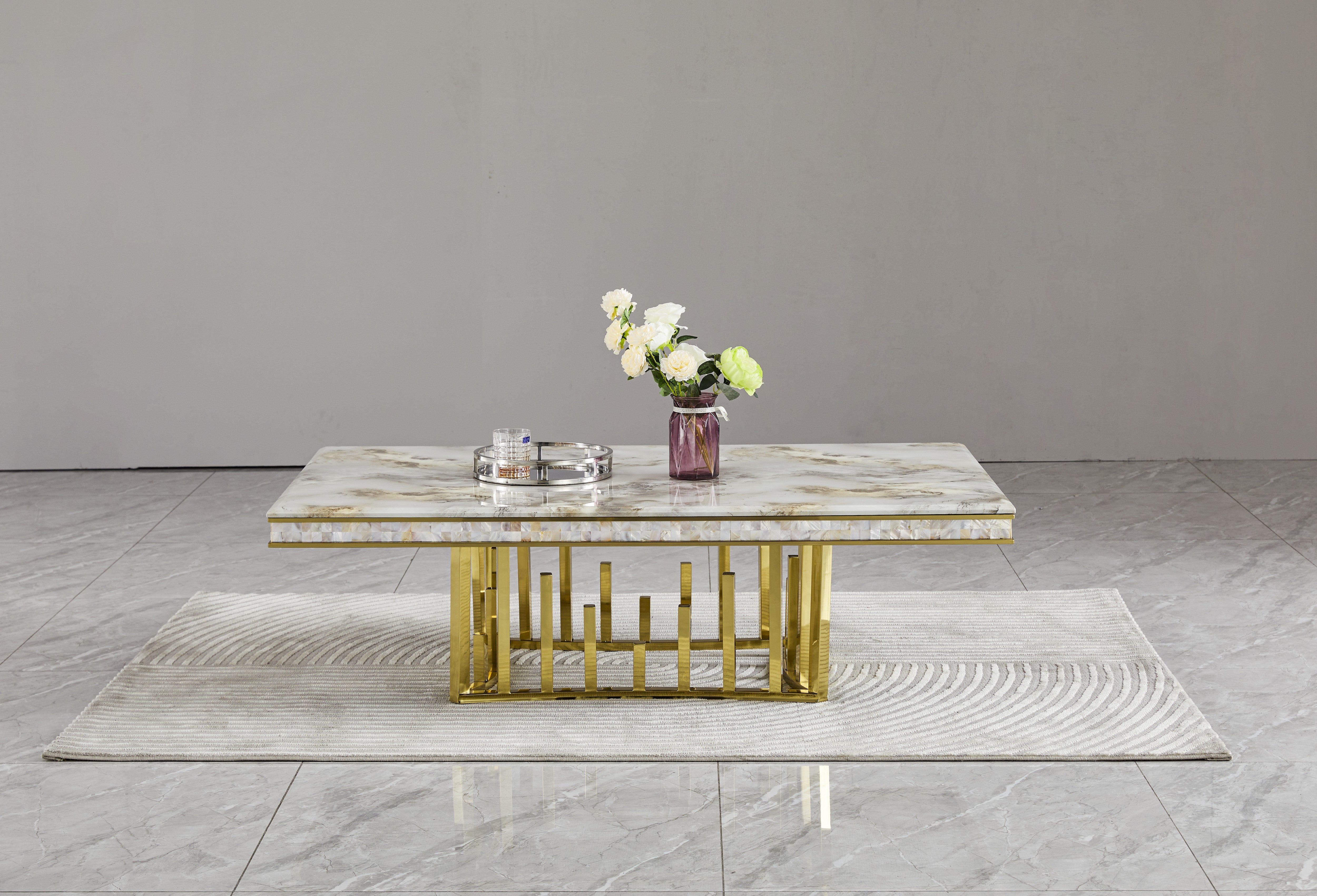New Stela Coffee Table Marble Top Stainless Steel Base Gold