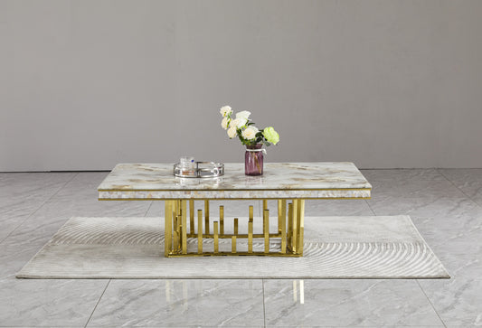 New Stela Coffee Table Marble Top Stainless Steel Base Gold
