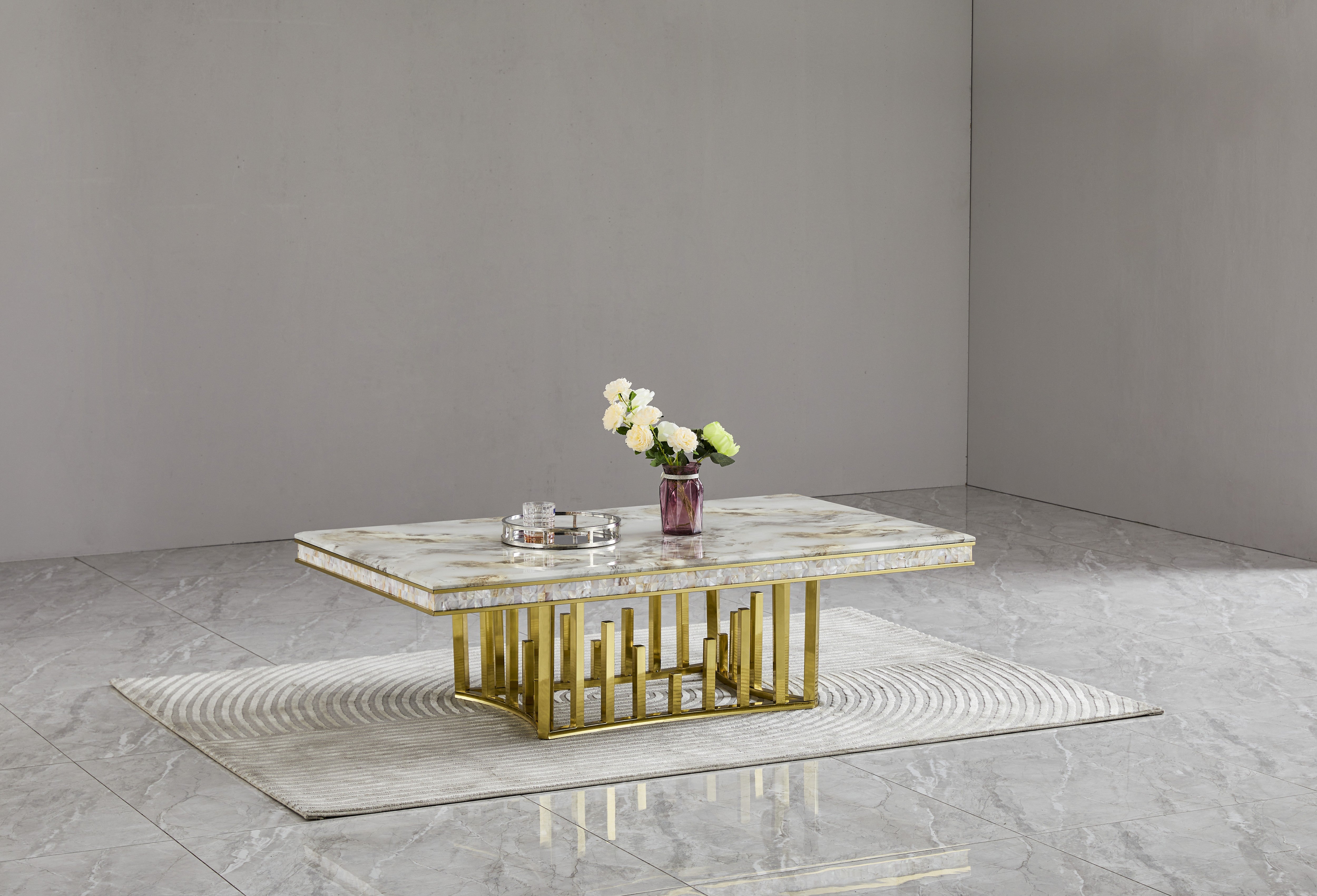 New Stela Coffee Table Marble Top Stainless Steel Base Gold