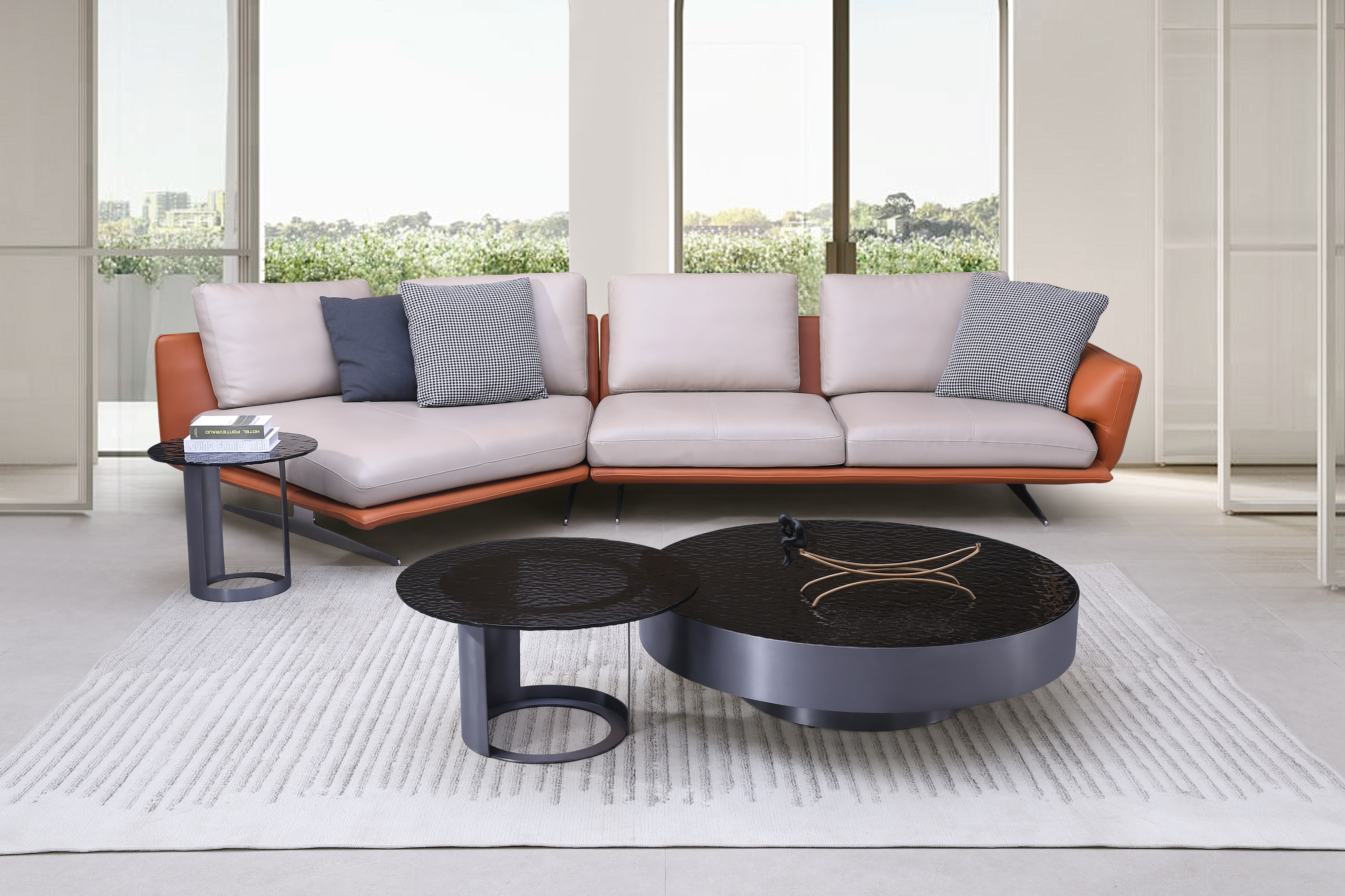 Jolien Modern Customized Grey Glass Top Stainless Steel Base Side Table