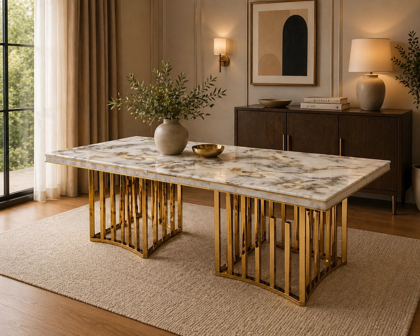 New Stela Marble Top Dining Table Gold