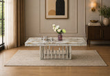 New Stela Marble Top Stainless Steel Base Coffee Table Silver