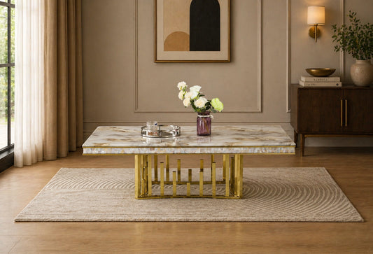 New Stela Coffee Table Marble Top Stainless Steel Base Gold