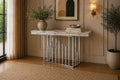 New Stela Console Table Marble Top Stainless Steel Base Silver
