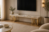 New Stela Tv Unit Marble Top Stainless Steel Base Gold