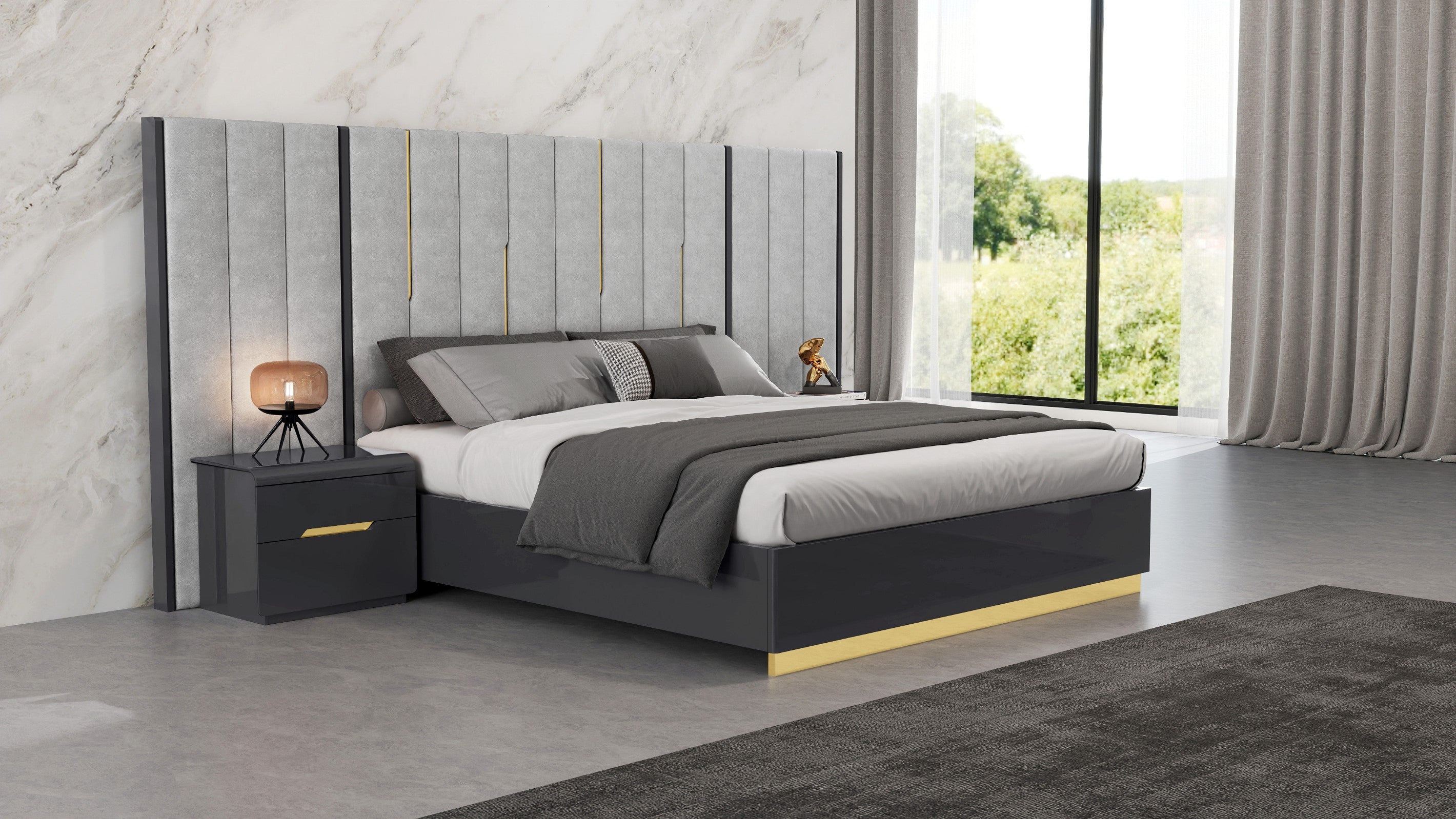 Liyana Modern Bedroom Suite Titanium Gold