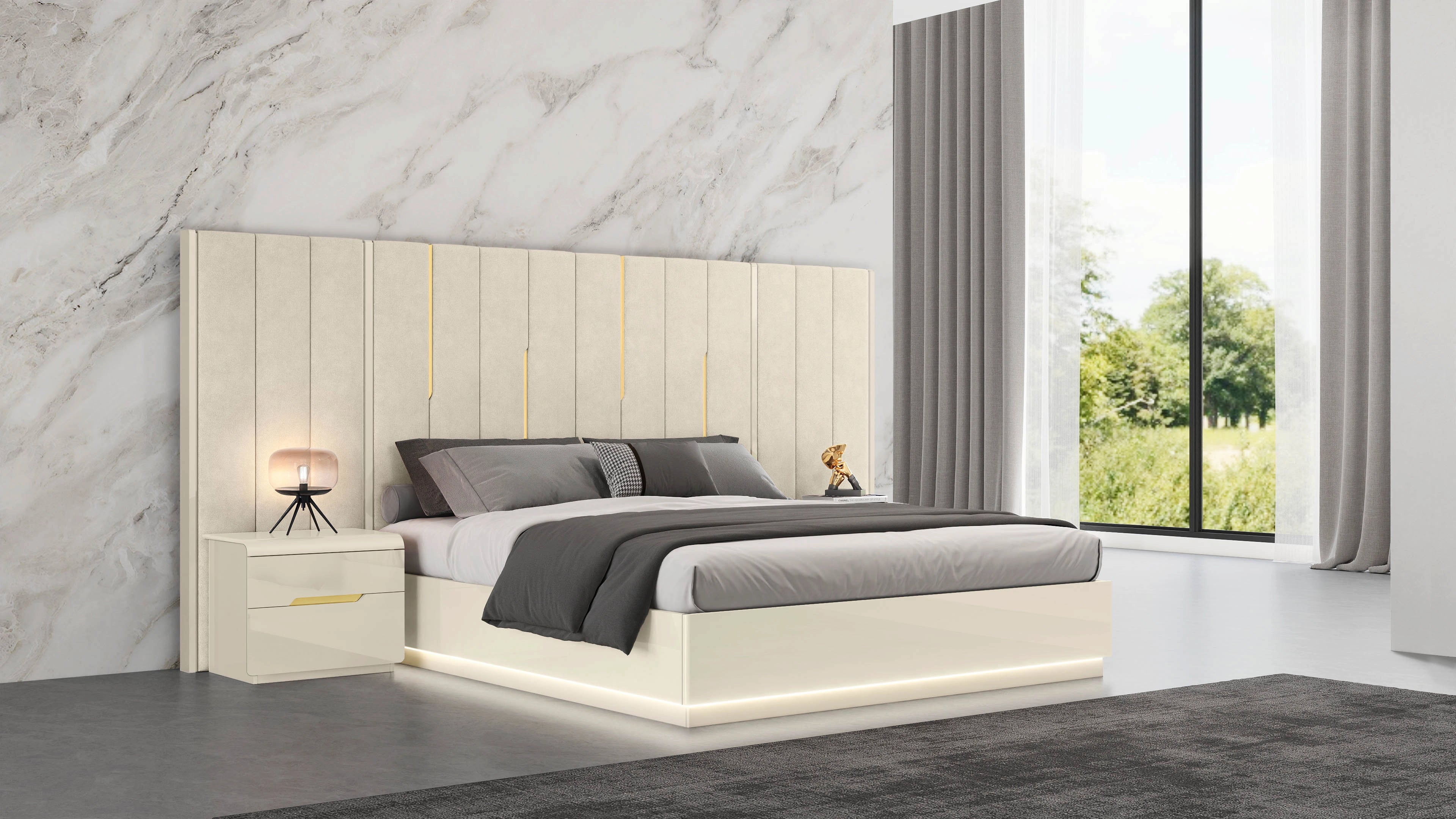 Liyana Modern Bedroom Suite Beige Gold