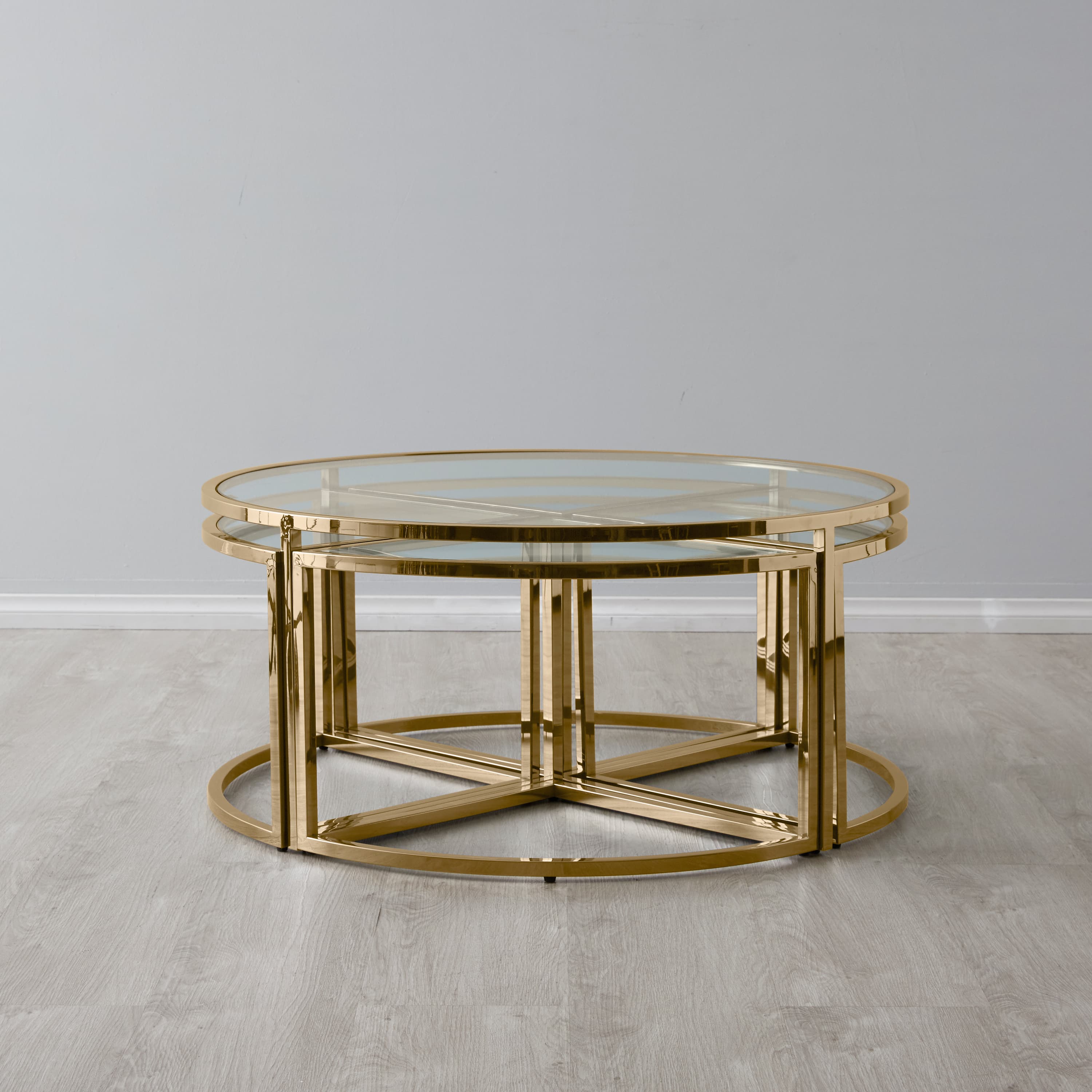 Luther Clear Glass Round Coffee Table Clear Gold