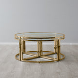 Luther Clear Glass Round Coffee Table Clear Gold