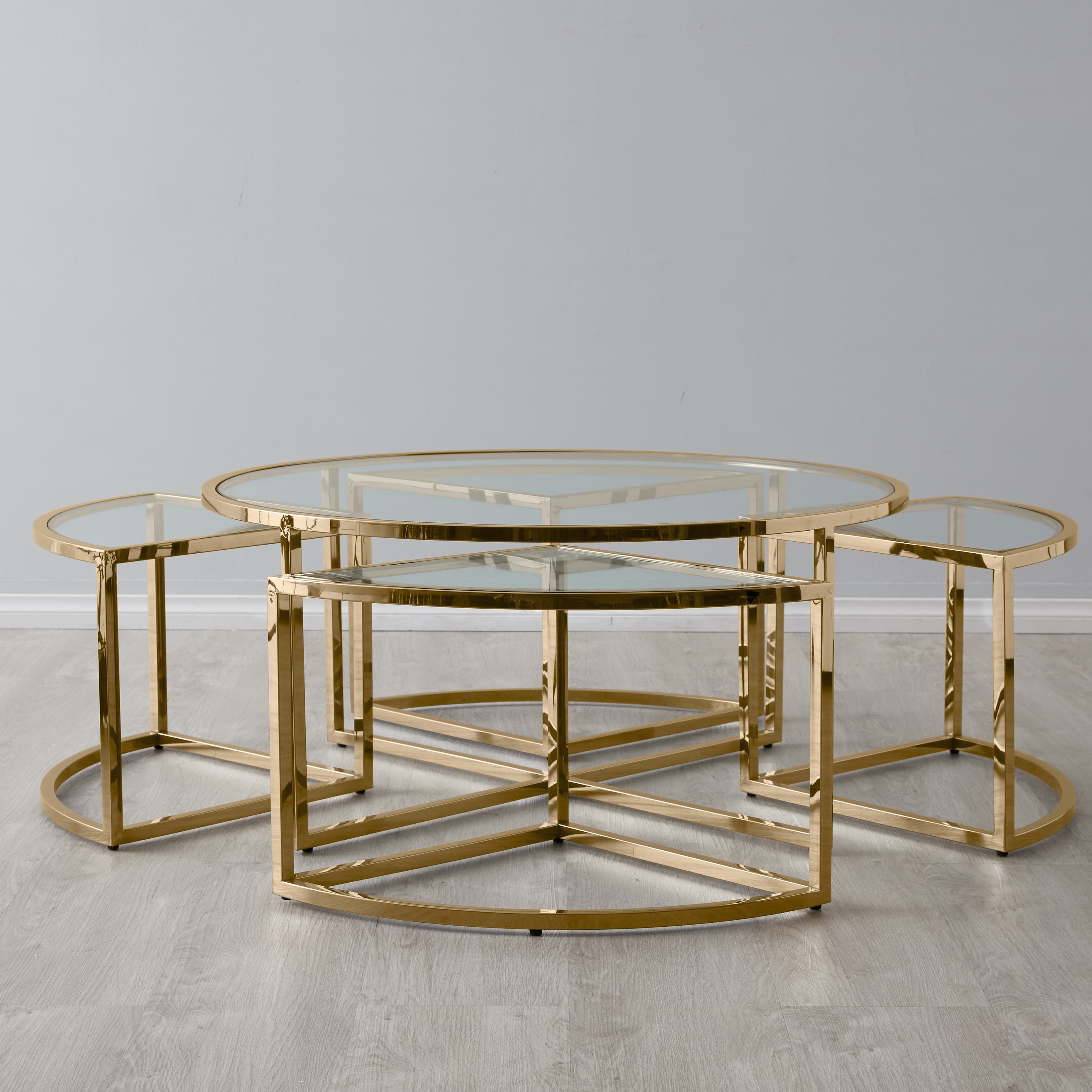 Luther Clear Glass Round Coffee Table Clear Gold