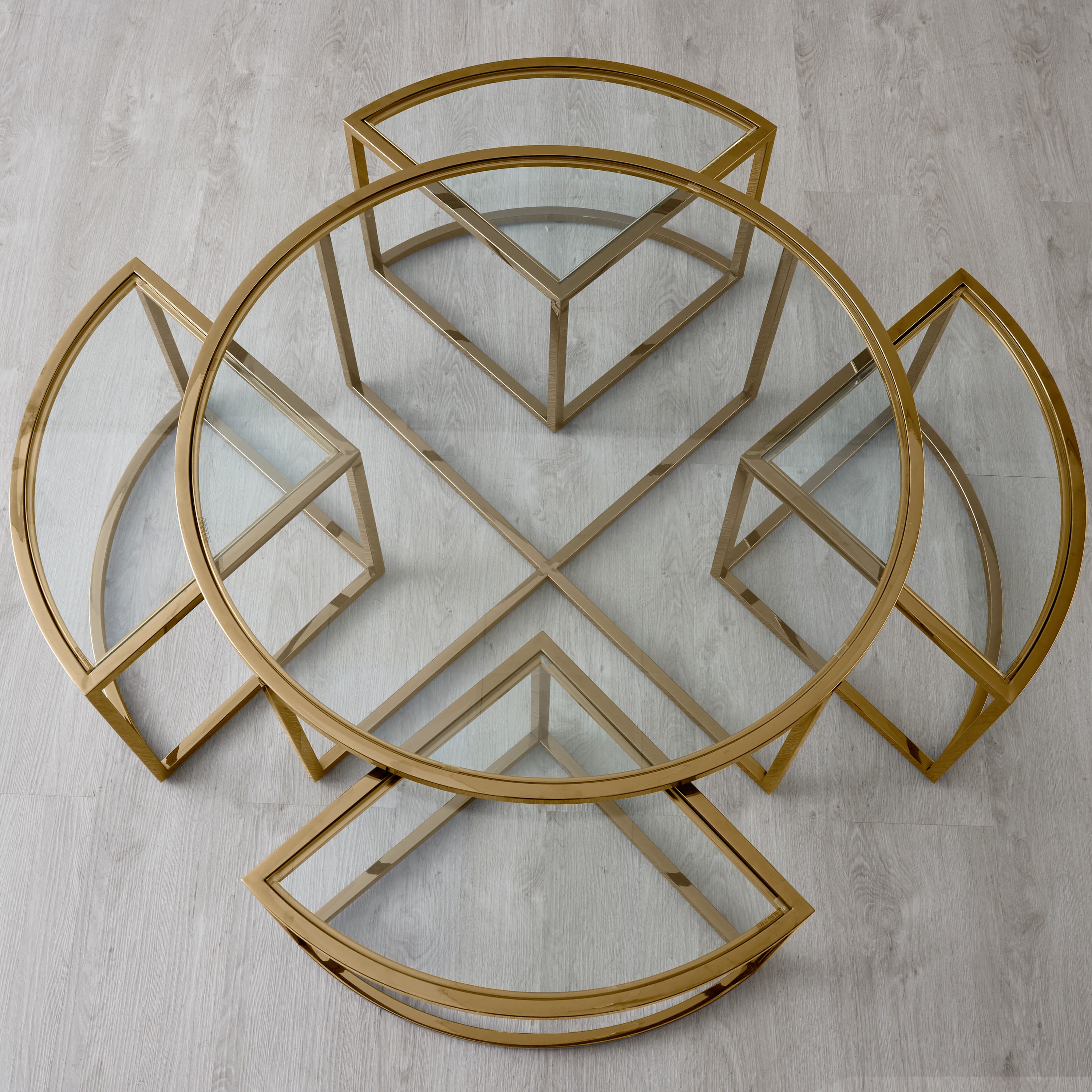Luther Clear Glass Round Coffee Table Clear Gold