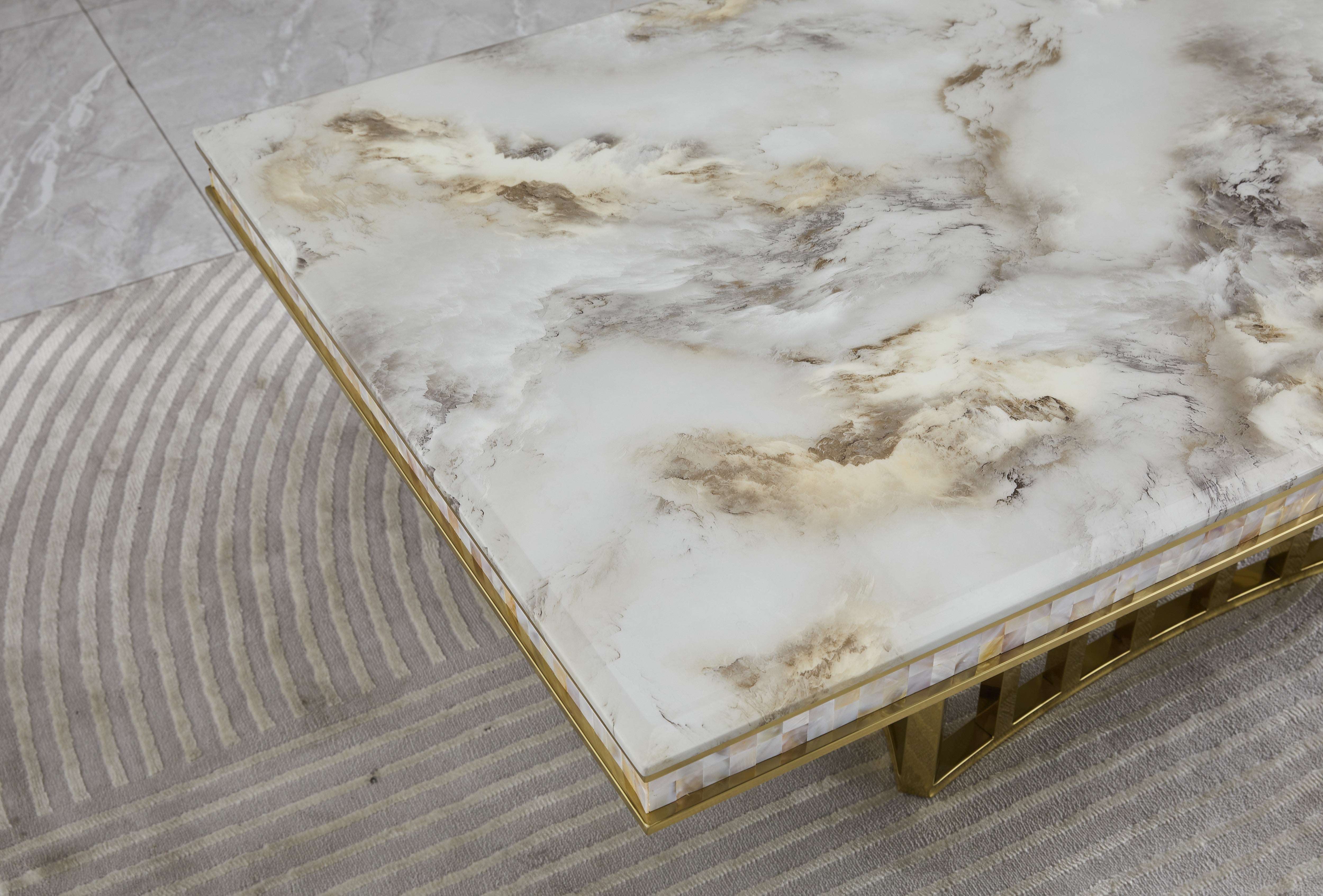 New Stela Coffee Table Marble Top Stainless Steel Base Gold