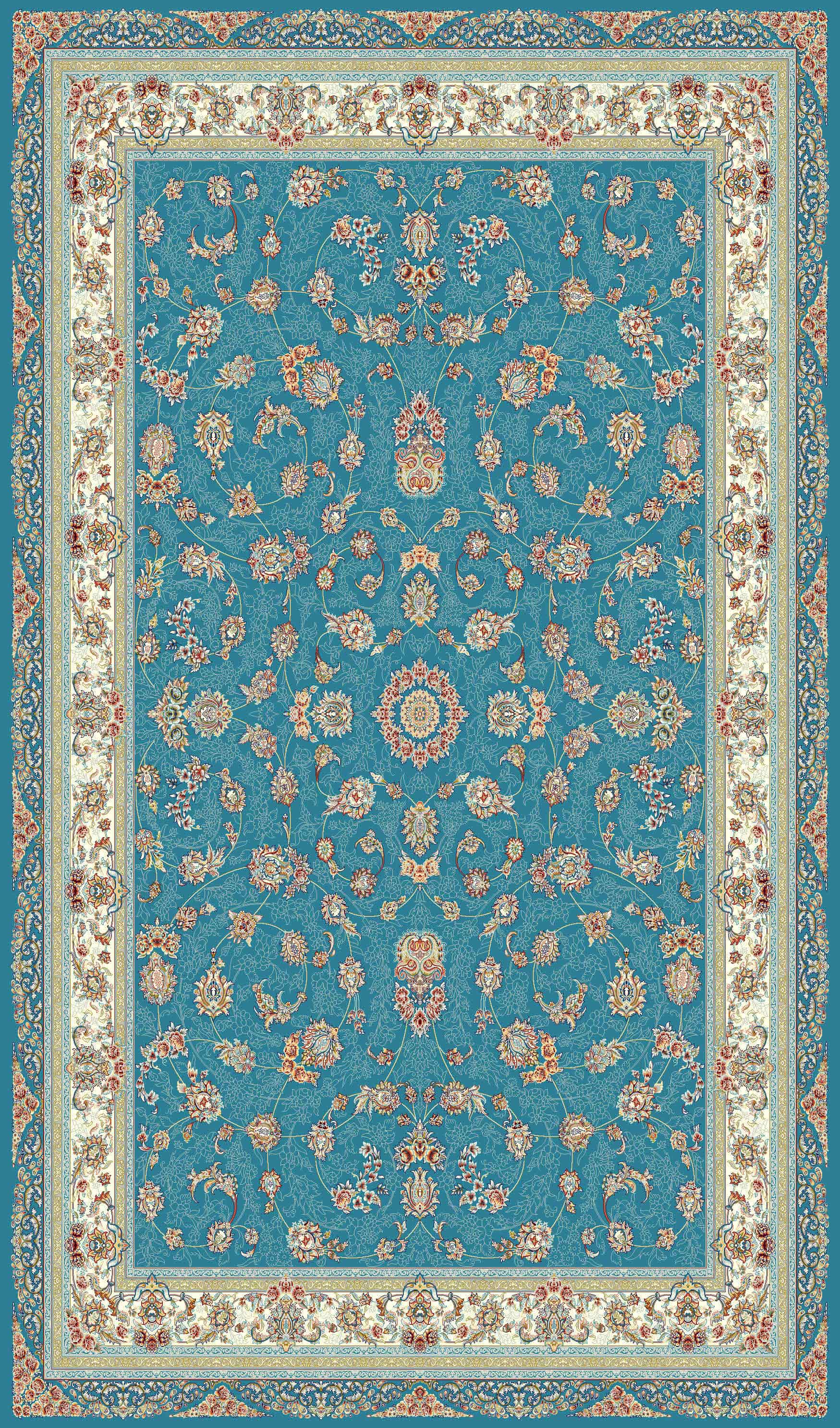 Mashad 722130 Traditional Persian Area Rug Blue