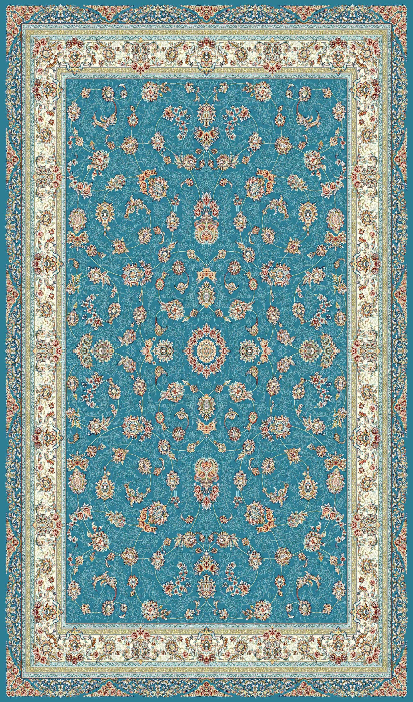 Mashad 722130 Traditional Persian Area Rug Blue