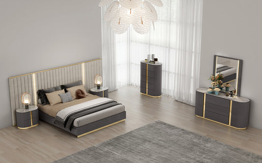Juniper Bedroom Suite Luxury Modern Graphite Titanium Gold
