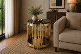 Alexis Marble Top Side Table Black Gold