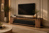 Alexis Marble Top Tv Stand Black Gold