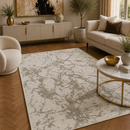 Anemon F030B Cream Cream Modern Area Rug