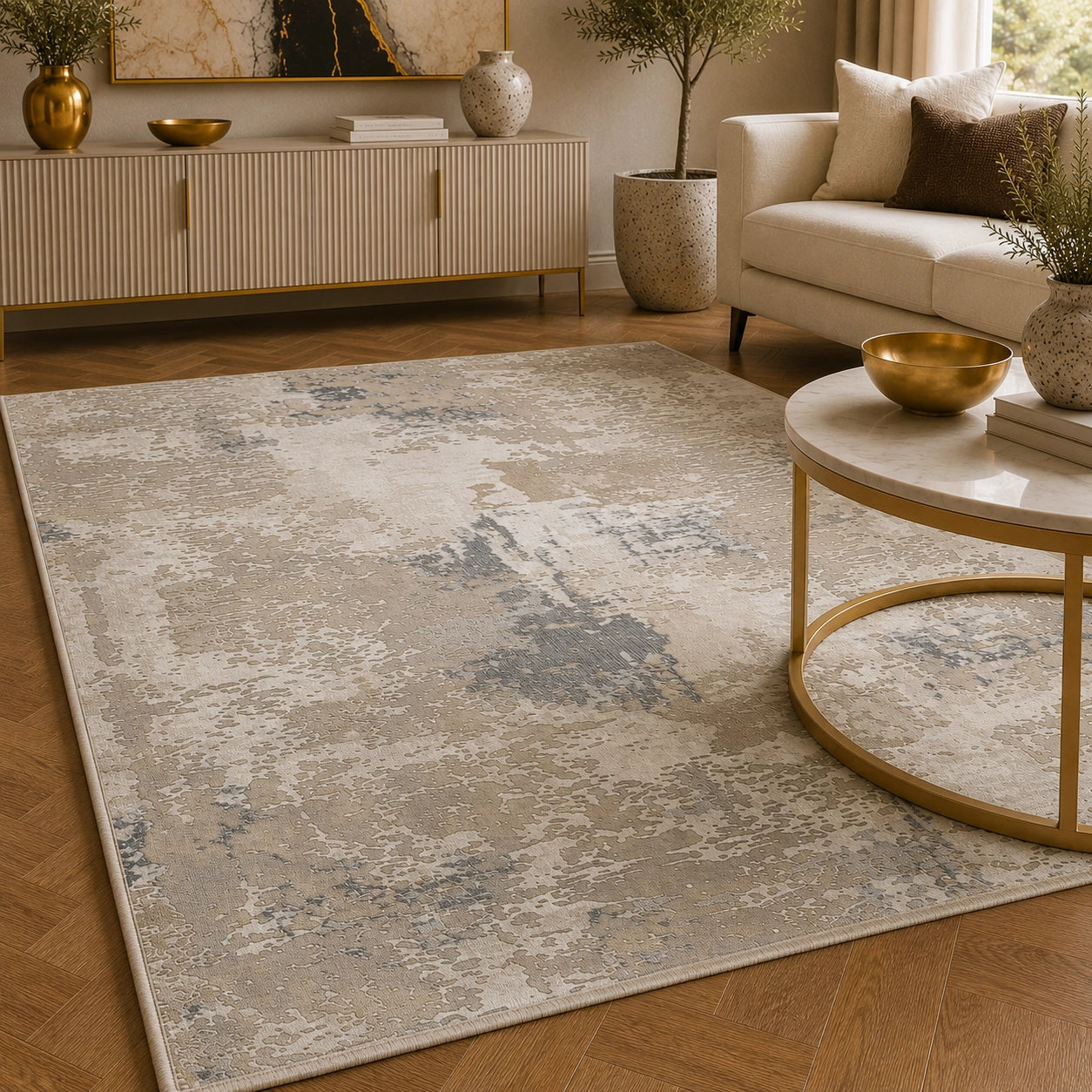 Anemon T014A Cream Light Beige Modern Area Rug