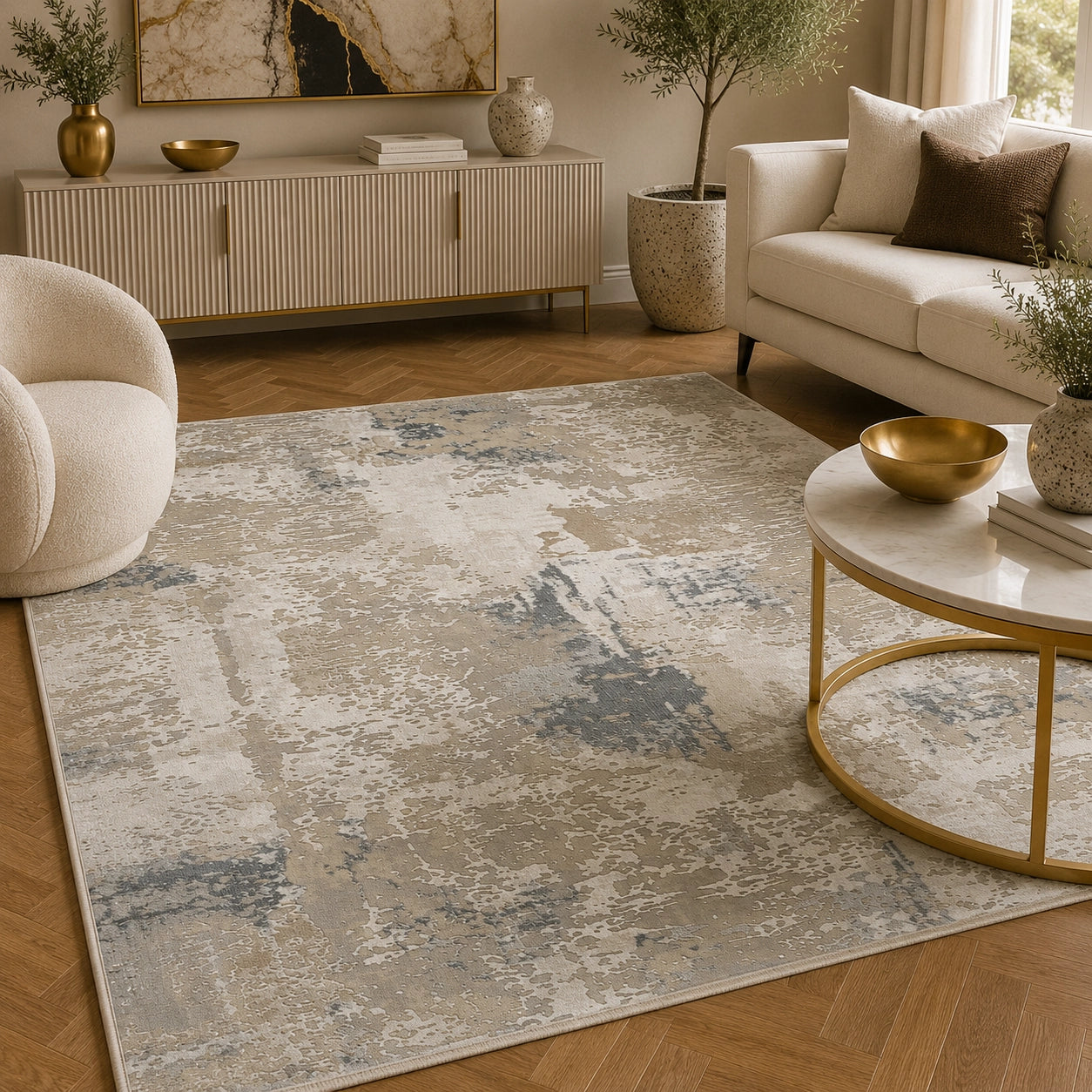 Anemon T014A Cream Light Beige Modern Area Rug