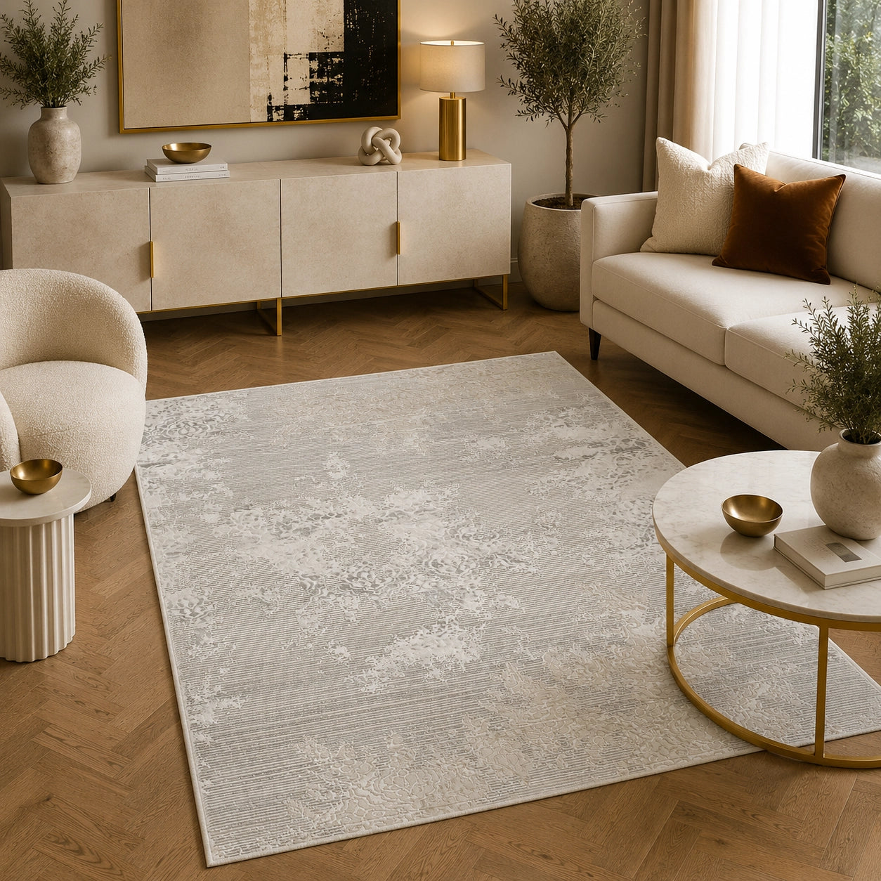 Anemon T020A Silver Light Grey Modern Area Rug