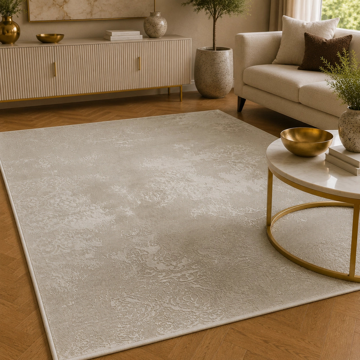 Anemon T020C Light Beige Cream Modern Area Rug