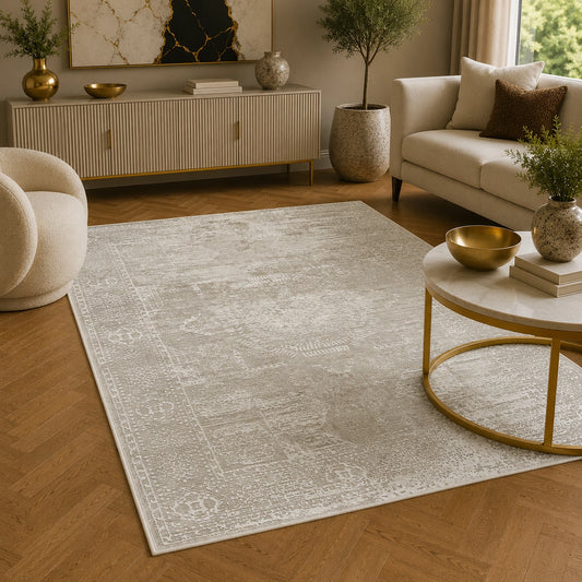 Anemon T025A Light Beige Light Grey Modern Area Rug