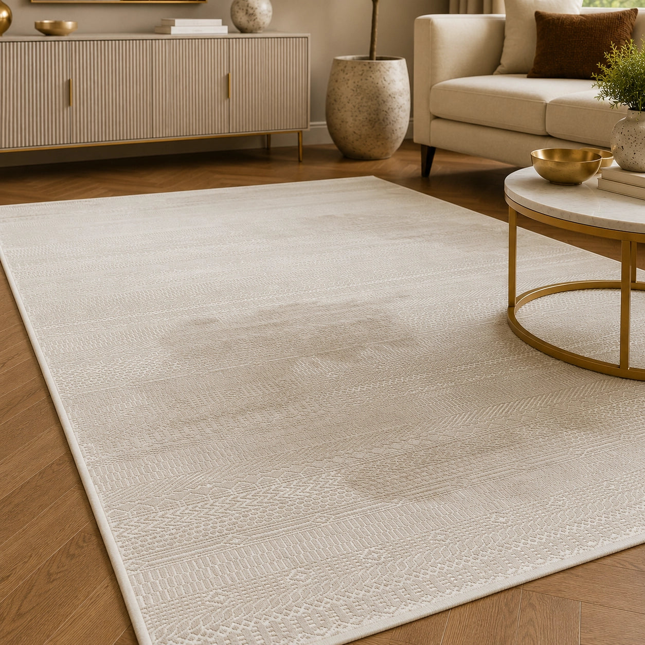 Anemon T053A Cream Light Beige Modern Area Rug