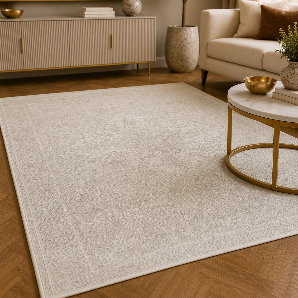 Anemon T056A Cream Light Beige Modern Area Rug