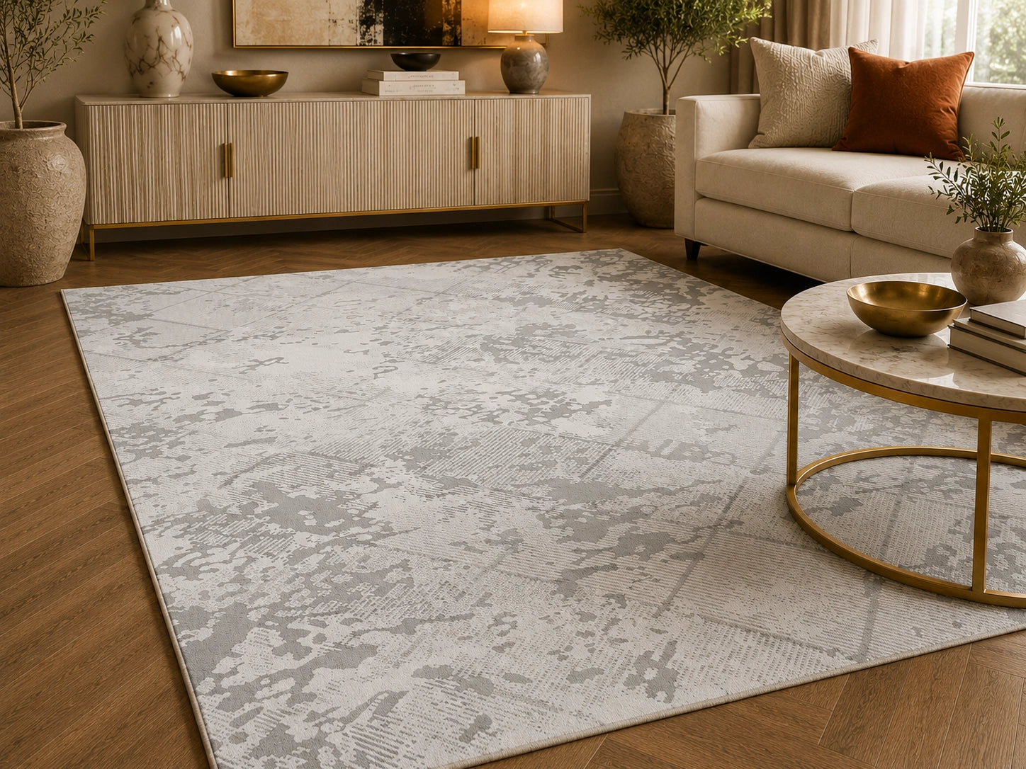 Anemon T058A Cream Silver Modern Area Rug