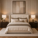 Luxury bedside lamp featuring a brushed brass base and marble detail