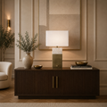 Aurora Brass & Marble Table Lamp with White Shade