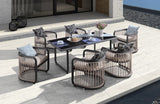 City Outdoor Glass Dining Table Tempered Glass Top Dark Stain