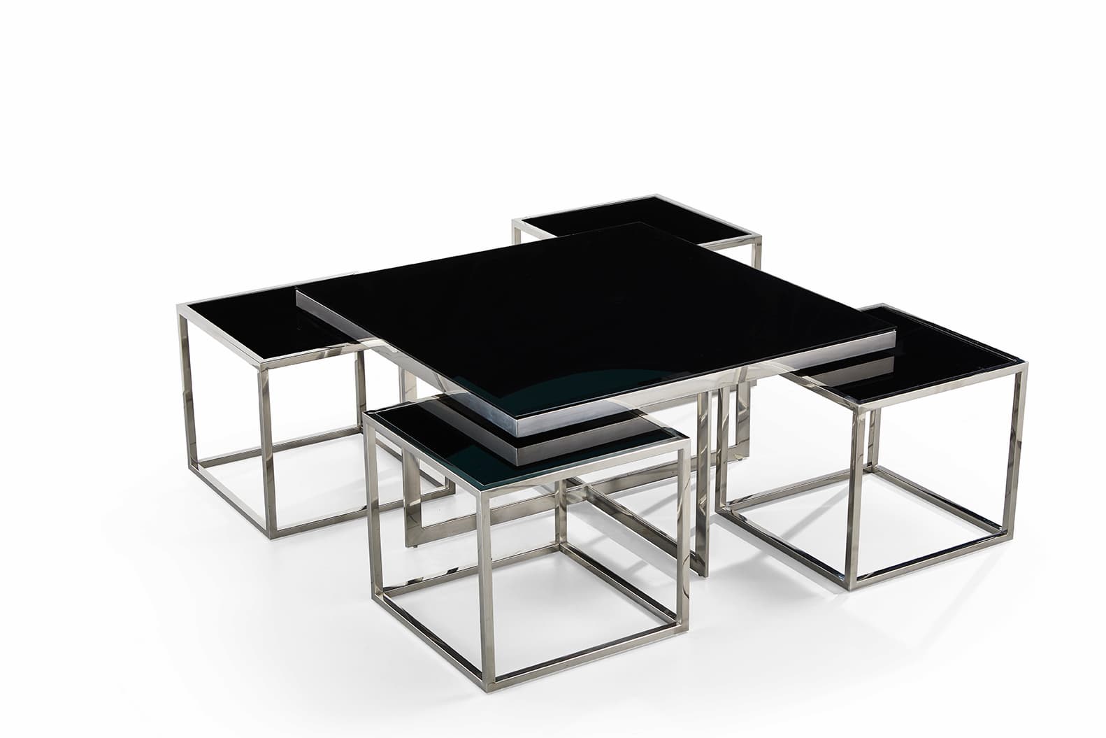 Luther Black Glass Coffee Table Black Silver