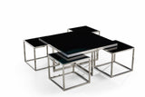 Luther Black Glass Coffee Table Black Silver