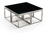Luther Black Glass Coffee Table Black Silver