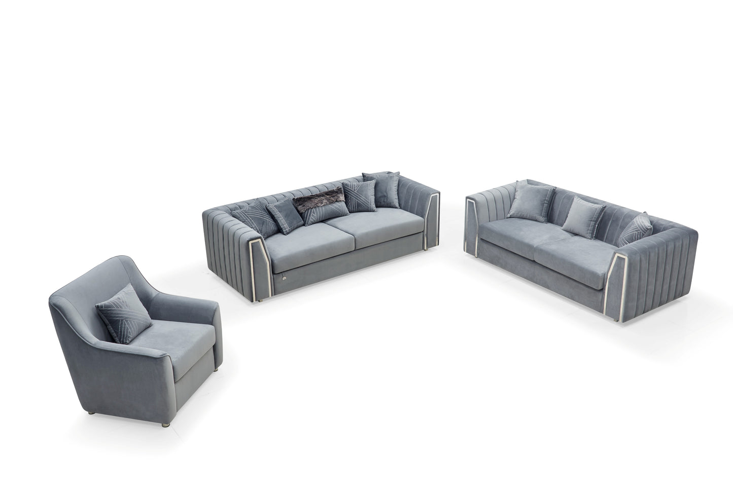 Regal Modern Fabric Sofa Set Grey