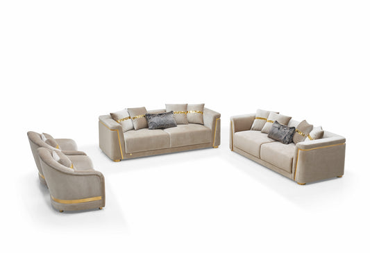 Jordan Modern Fabric Sofa Set Beige