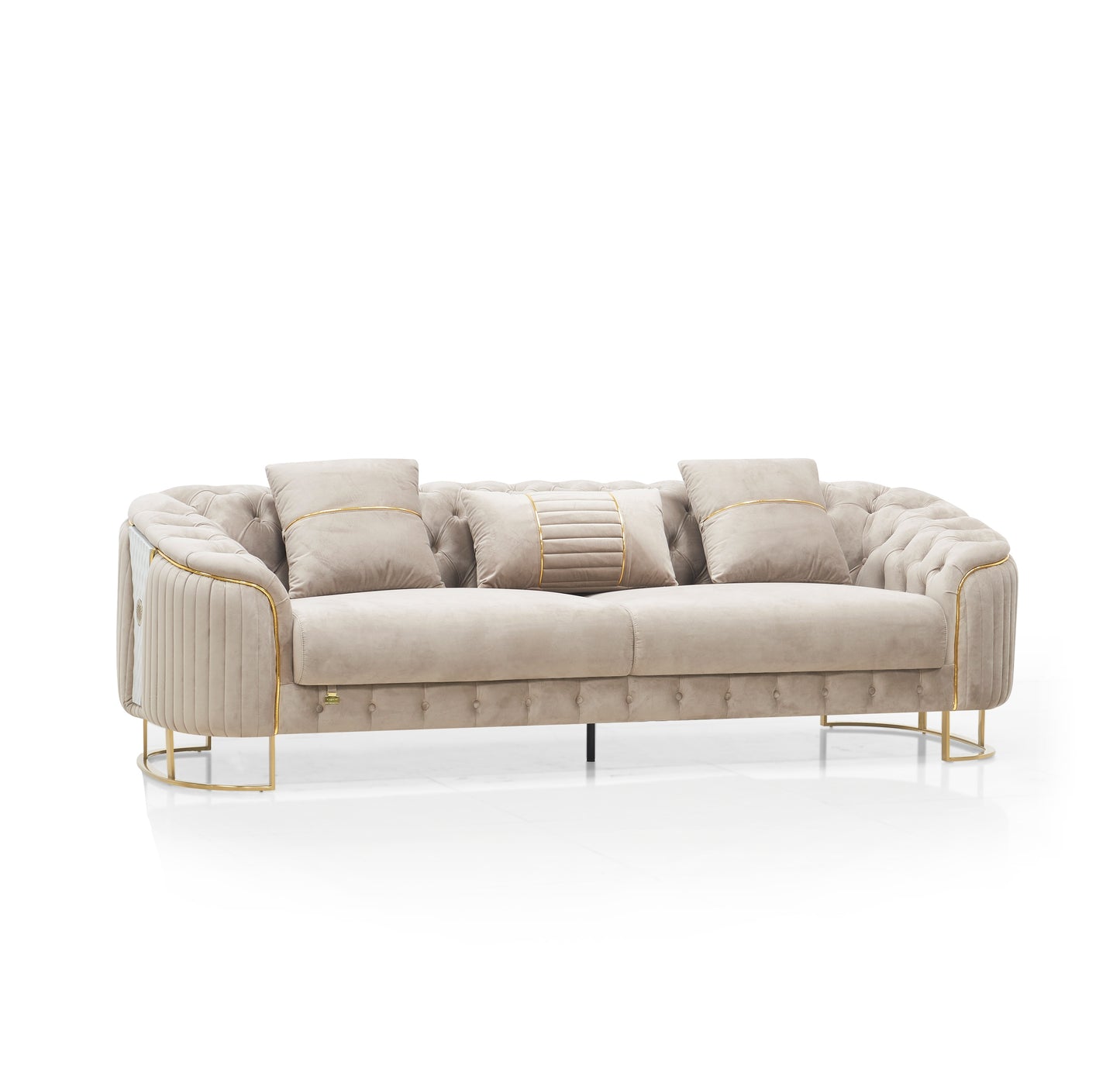 Royal Modern Fabric Sofa Set Beige