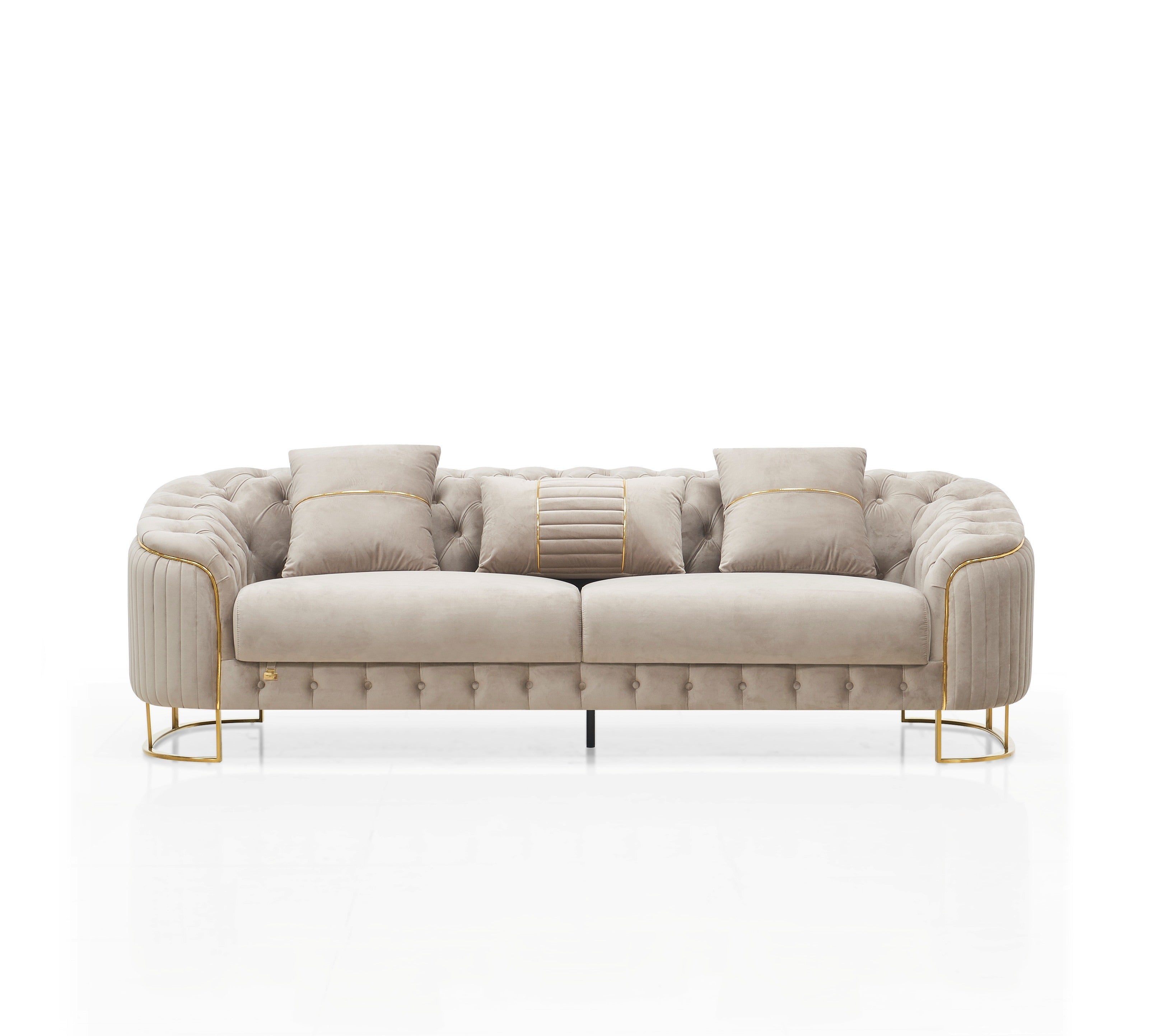 Royal Modern Fabric Sofa Set Beige