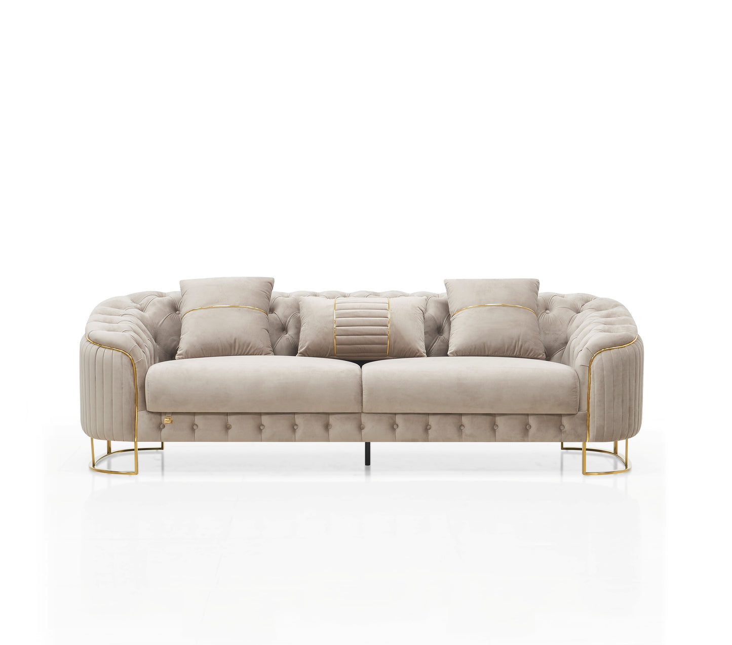 Royal Modern Fabric Sofa Set Beige