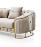 Royal Modern Fabric Sofa Set Beige