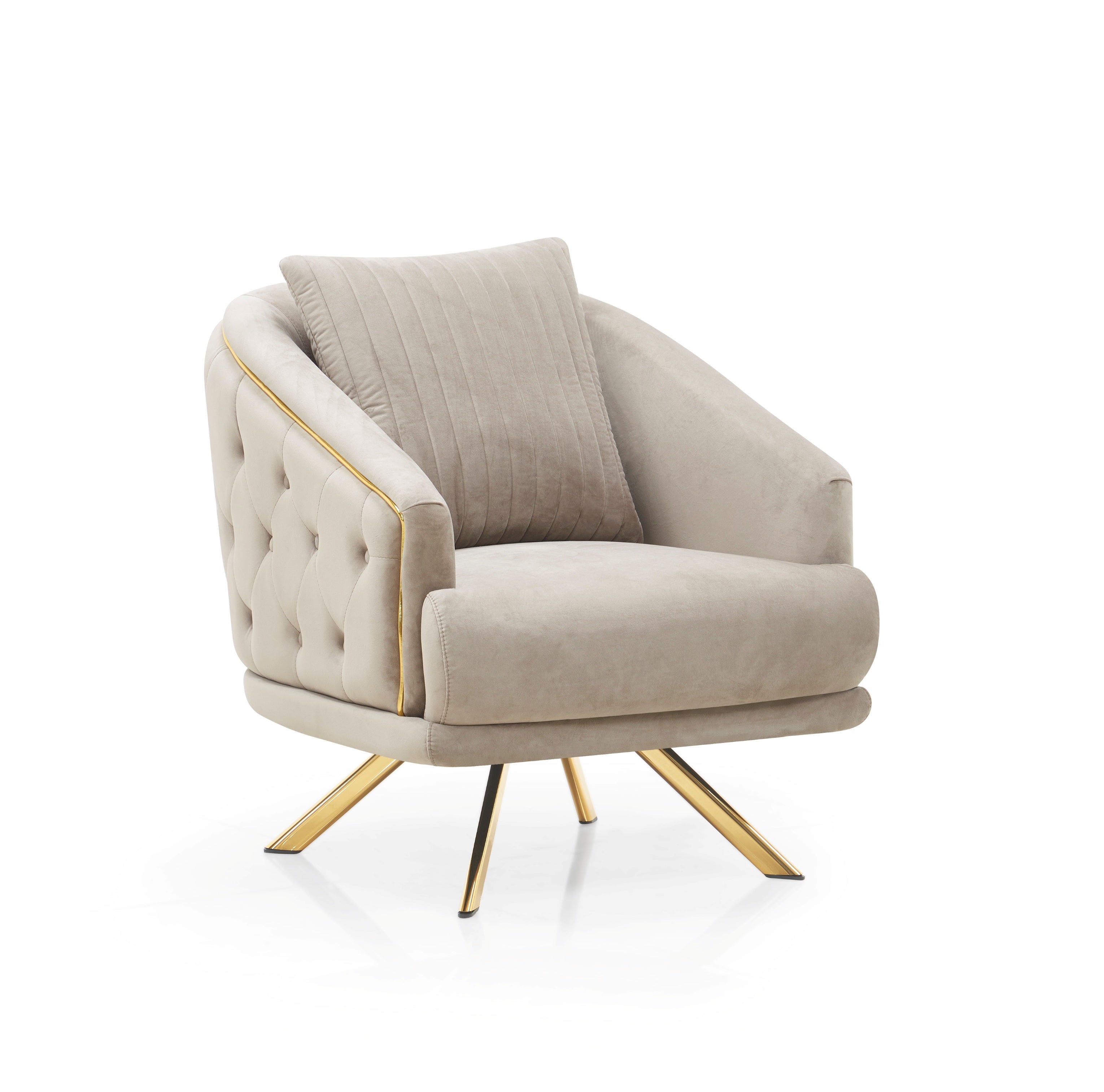 Royal Modern Fabric Sofa Set Beige