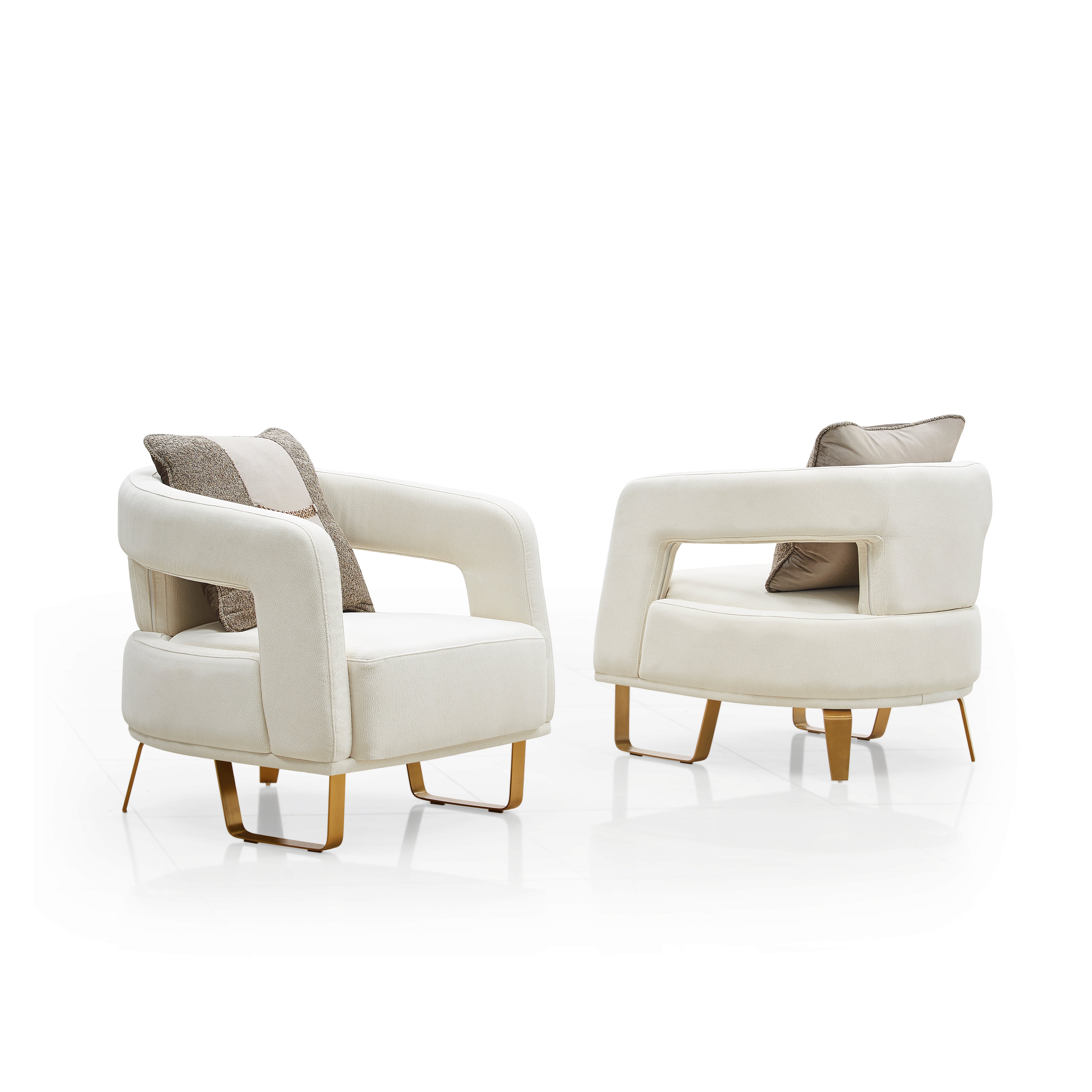 Kiama Modern Beige Velvet Sofa Set